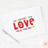 Alles wat je nodig hebt is liefde ovale sticker (Envelop)