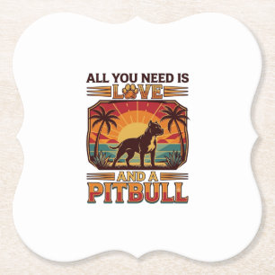 Alles wat je nodig hebt is liefde Pitbull hond zon Kartonnen Onderzetters