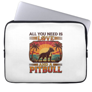 Alles wat je nodig hebt is liefde Pitbull hond zon Laptop Sleeve
