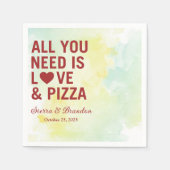 Alles wat je nodig hebt is liefde & pizza Moderne  Servet (Voorkant)