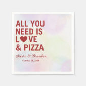 Alles wat je nodig hebt is liefde & pizza Moderne  Servet (Voorkant)