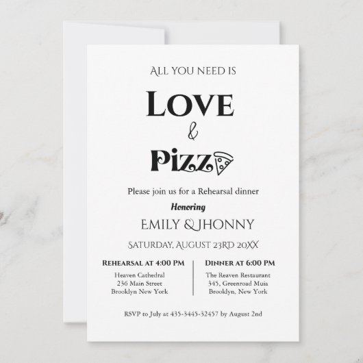 Alles wat je nodig hebt is liefde & Pizza repetiti Kaart (Voorkant)