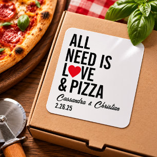 Alles wat je nodig hebt is Liefde & Pizza Servette Vierkante Sticker