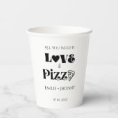 Alles wat je nodig hebt is liefde & pizza vrijgeze papieren bekers (Achterkant)