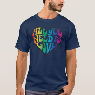 Alles wat je nodig hebt is liefde - regenbooglette t-shirt