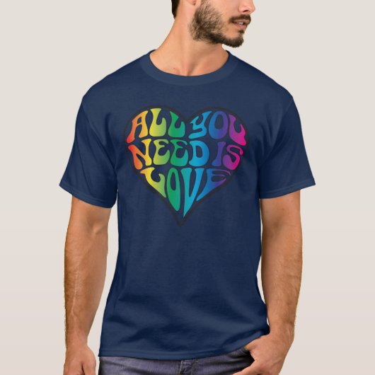 Alles wat je nodig hebt is liefde - regenbooglette t-shirt (Voorkant)