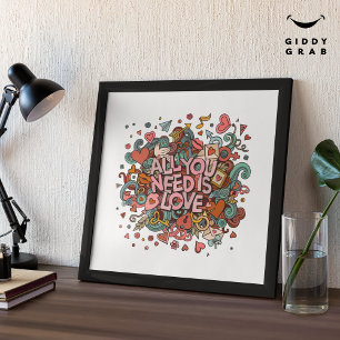 Alles wat je nodig hebt is liefde Retro Typografi Perfect Poster