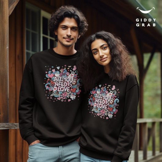 Alles wat je nodig hebt is liefde Retro  Typografi Trui