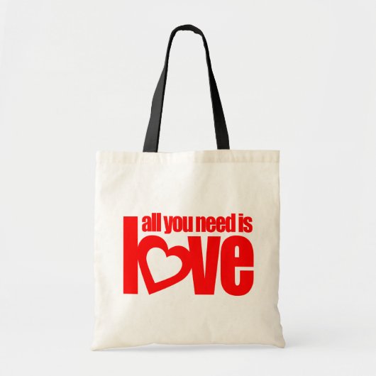 "alles wat je nodig hebt is liefde" rode grafische tote bag (Voorkant)