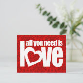 " alles wat je nodig hebt is liefde " rode witte s briefkaart (Staand voorkant)