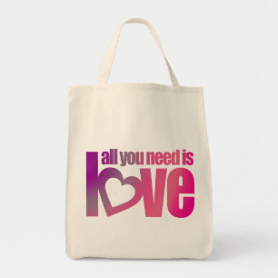 Alles wat je nodig hebt is liefde roze paarse graf tote bag