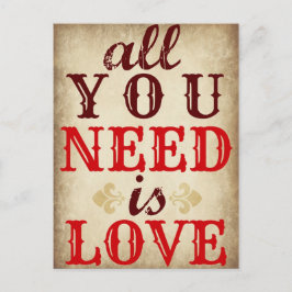 Alles wat je nodig hebt is LIEFDE Save the Date Br Aankondigingskaart