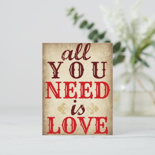 Alles wat je nodig hebt is LIEFDE Save the Date Br Aankondigingskaart (Staand voorkant)