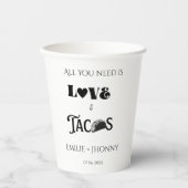 Alles wat je nodig hebt is liefde & Tacos repetiti Papieren Bekers (Voorkant)