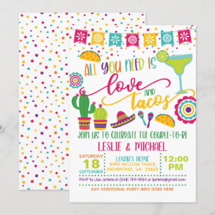 Alles wat je nodig hebt is Liefde & Tacos Uitnodig Kaart