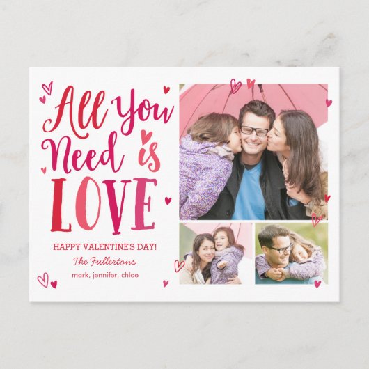 Alles wat je nodig hebt is liefde Valentijnsdag Br Feestdagenkaart (Voorkant)