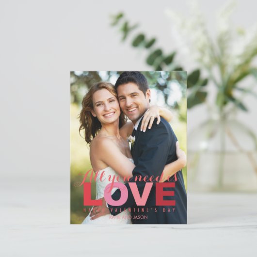 Alles wat je nodig hebt is liefde Valentijnsdag po Feestdagenkaart (Staand voorkant)