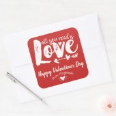 Alles wat je nodig hebt is liefde Valentijnsdag St Vierkante Sticker (Envelop)