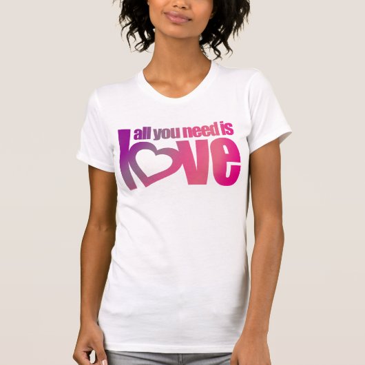 Alles wat je nodig hebt is liefdesroze paarse hart t-shirt (Voorkant)