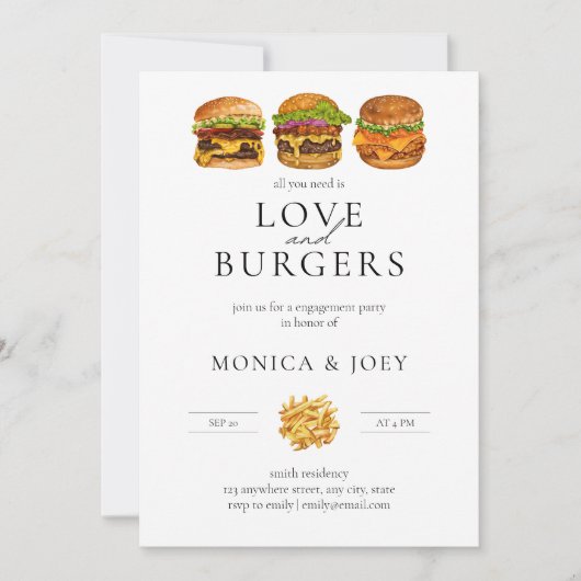 Alles wat je nodig hebt is Love and Burgers Engage Kaart (Voorkant)