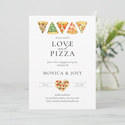 Alles wat je nodig hebt is Love and Pizza Engageme Kaart (Staand voorkant)