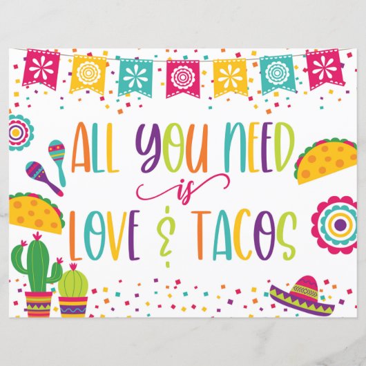 Alles wat je nodig hebt is Love and Tacos Sign - W (Voorkant)