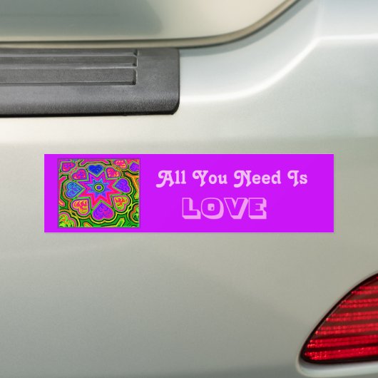 'Alles wat je nodig hebt is Love'-Bumpersticker Bumpersticker (Op auto)