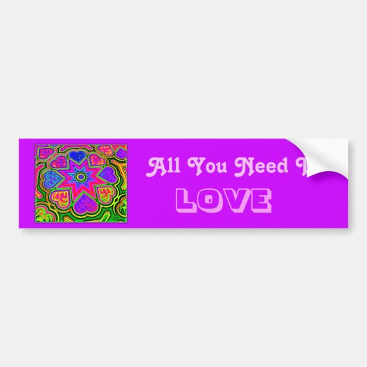 'Alles wat je nodig hebt is Love'-Bumpersticker Bumpersticker (Voorkant)