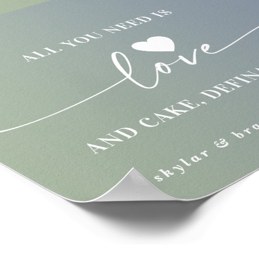 Alles wat je nodig hebt is Love & Cake Ombre Weduw Poster (Hoek)