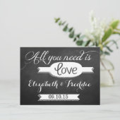 Alles wat je nodig hebt is Love Chalkboard Weddens Informatiekaartje (Staand voorkant)