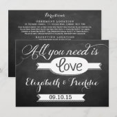 Alles wat je nodig hebt is Love Chalkboard Weddens Informatiekaartje (Voorkant / Achterkant)
