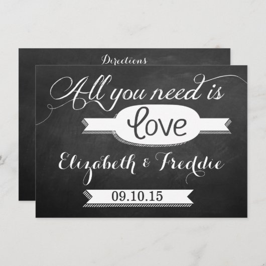 Alles wat je nodig hebt is Love Chalkboard Weddens Informatiekaartje (Voorkant / Achterkant)