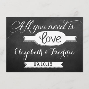 Alles wat je nodig hebt is Love Chalkboard Weddens Informatiekaartje