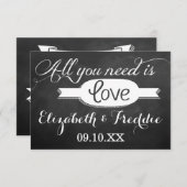 Alles wat je nodig hebt is Love Chalkboard Weddens RSVP Kaartje (Voorkant / Achterkant)