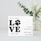 Alles wat je nodig hebt is Love Dog Save the Date (Staand voorkant)