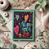 Alles wat je nodig hebt is LOVE Fun Valentijn Hear Kaart