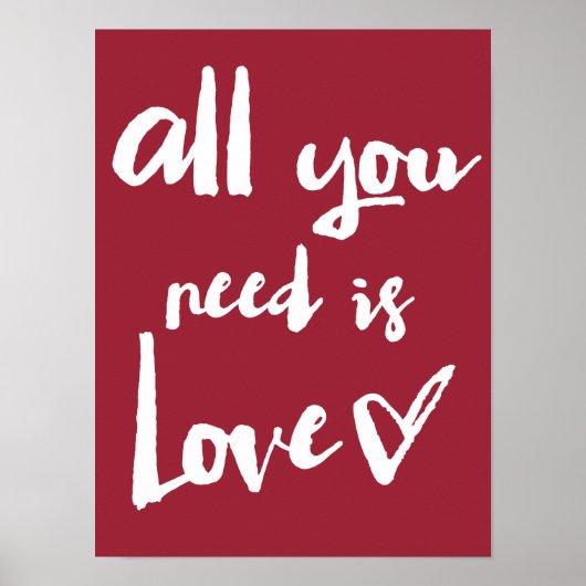 Alles wat je nodig hebt is Love Handwrite Typograp Poster (Voorkant)