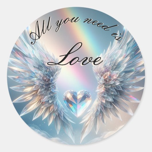 Alles wat je nodig hebt is Love Heart en Angel Win Ronde Sticker (Voorkant)
