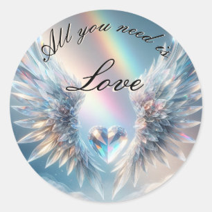 Alles wat je nodig hebt is Love Heart en Angel Win Ronde Sticker