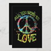 Alles wat je nodig hebt is Love Hippie Kaart (Voorkant / Achterkant)