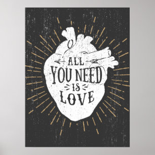 Alles wat je nodig hebt is Love Hipster Heart Poster
