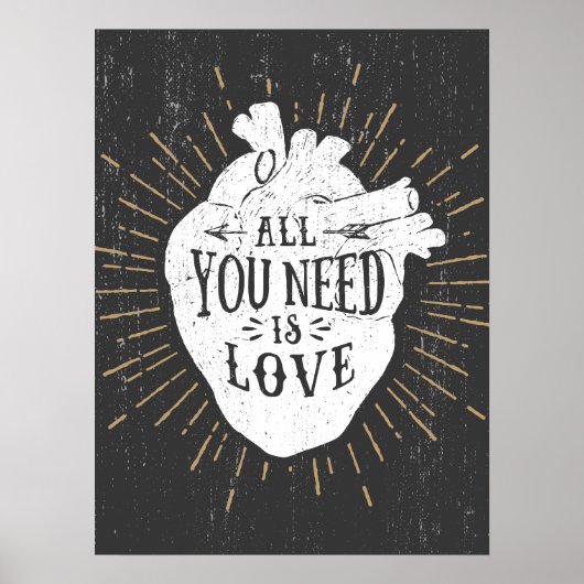 Alles wat je nodig hebt is Love Hipster Heart Poster (Voorkant)