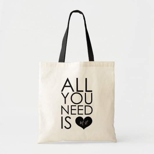 Alles wat je nodig hebt is Love Monogram Weddensch Tote Bag (Voorkant)