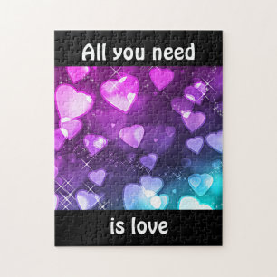 Alles wat je nodig hebt is Love Pink Paars Hearts Legpuzzel