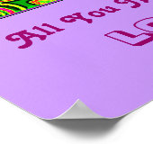 'Alles wat je nodig hebt is Love' Poster (Paars) (Hoek)