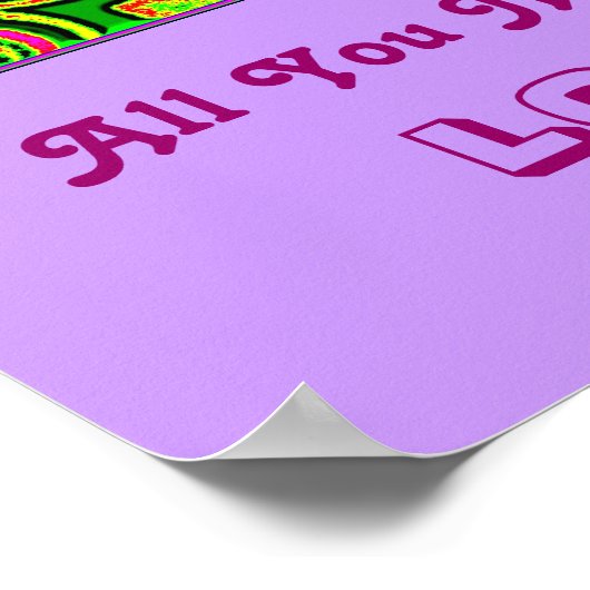 'Alles wat je nodig hebt is Love' Poster (Paars) (Hoek)