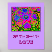 'Alles wat je nodig hebt is Love' Poster (Paars) (Voorkant)