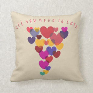 Alles wat je nodig hebt is Love Quote Floating Hea Kussen