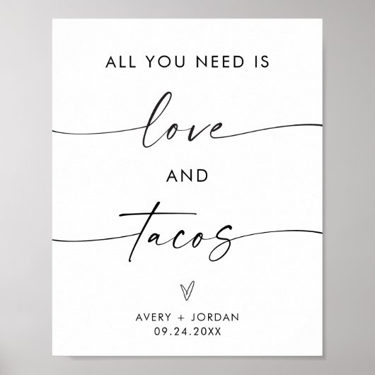 Alles wat je nodig hebt is Love & Tacos Bruiloft V Poster (Voorkant)