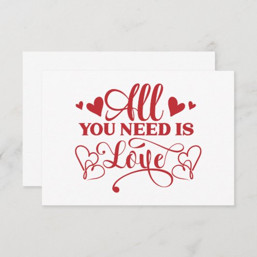 Alles wat je nodig hebt is Love Typography Flat Ka (Voorkant / Achterkant)